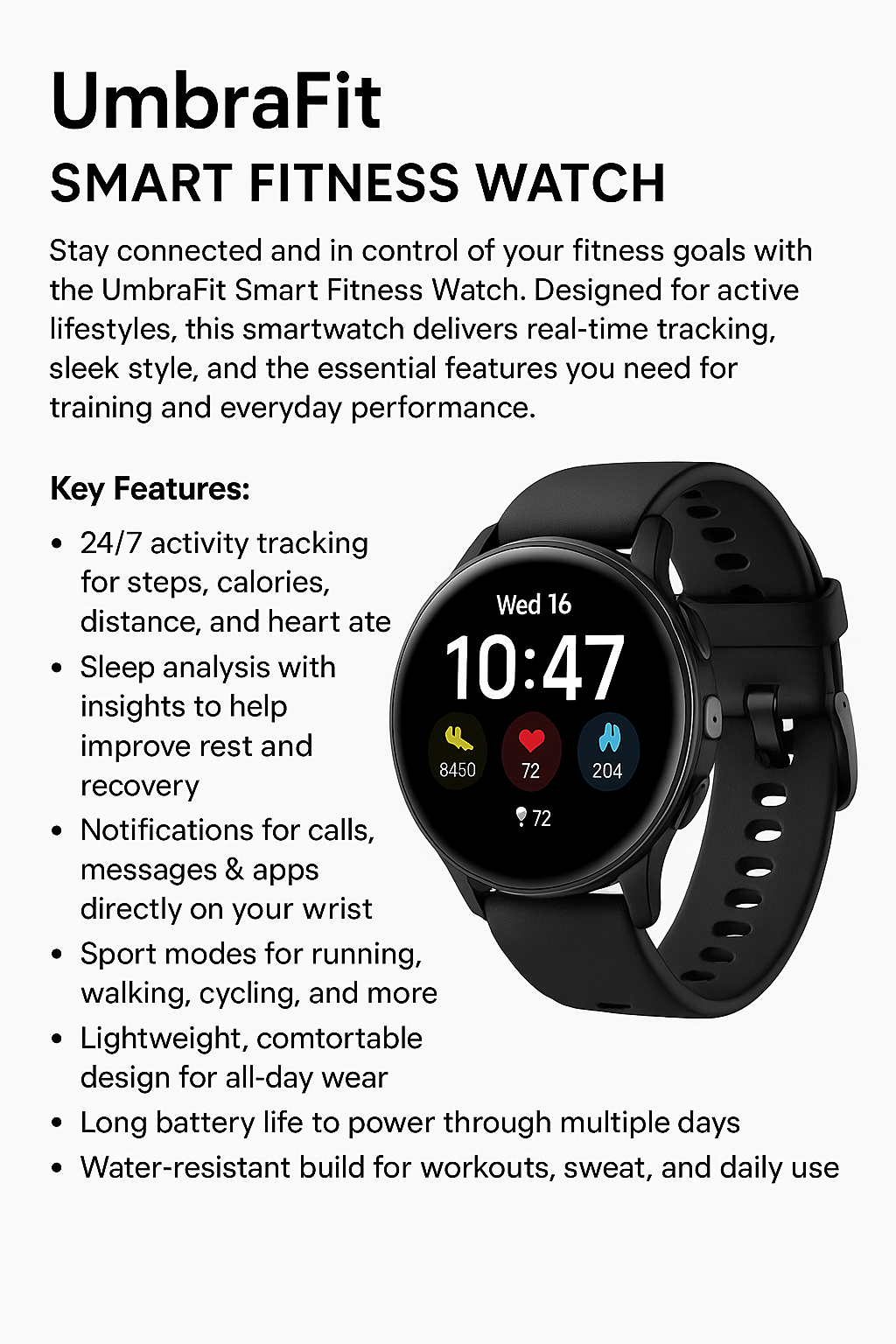 UmbraFit Smart Fitness Watch
