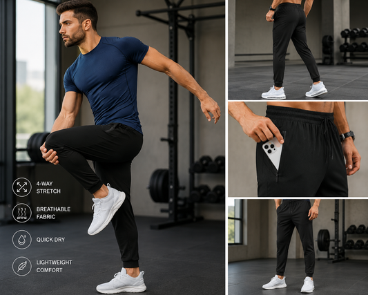 Mens sweatpants with zipper pockets lightweight athletic