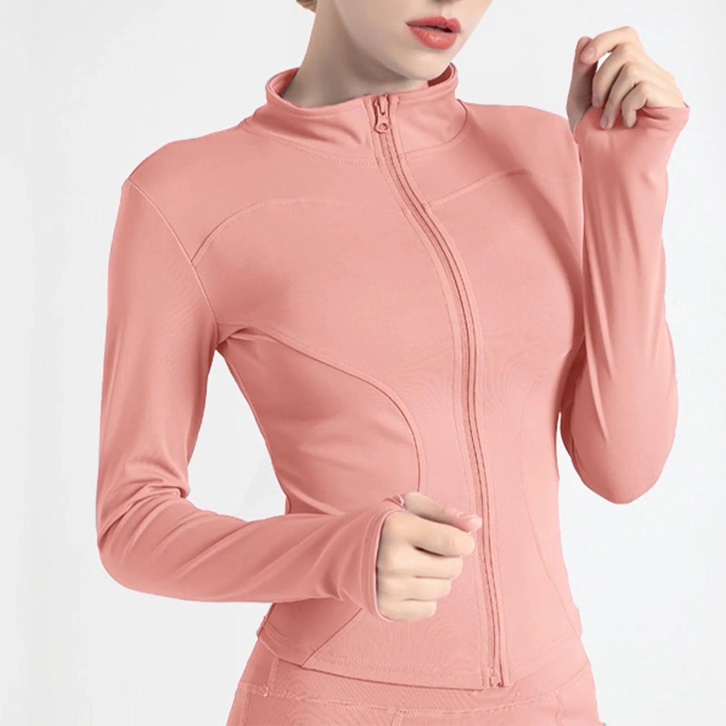 Workout Jackets for Woman Slim Fitting Full Zip Athletic Sports Yoga Running Jackets with Pockets